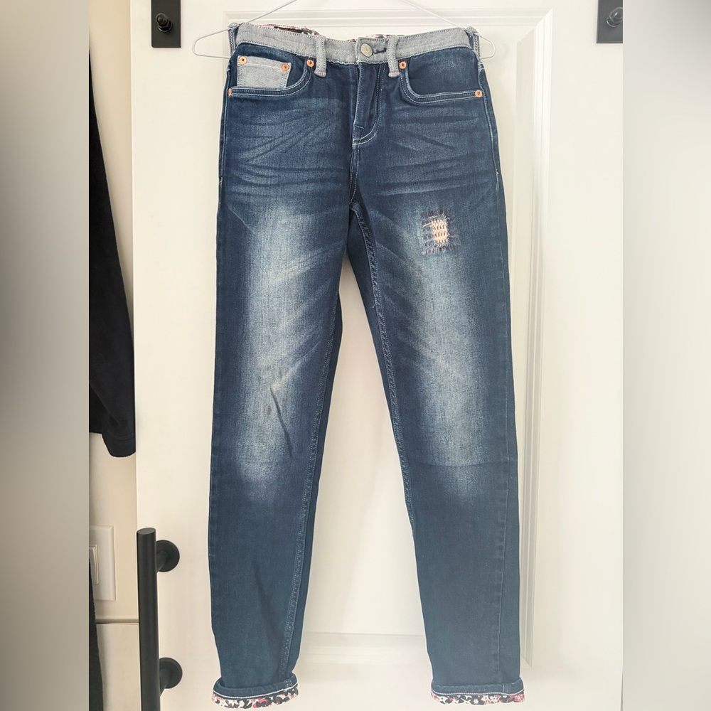 Evisu Blue Distressed Skinny Jeans
